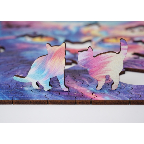 Puzzle Drewniane 25 x 25 cm KOT 140 Elementów Układanka Drewniana